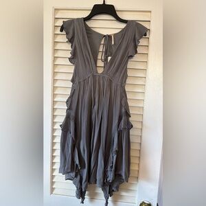 Free People free-est “More Is More Mini Dress” in the “Smoked Pearls” (gray) NWT
